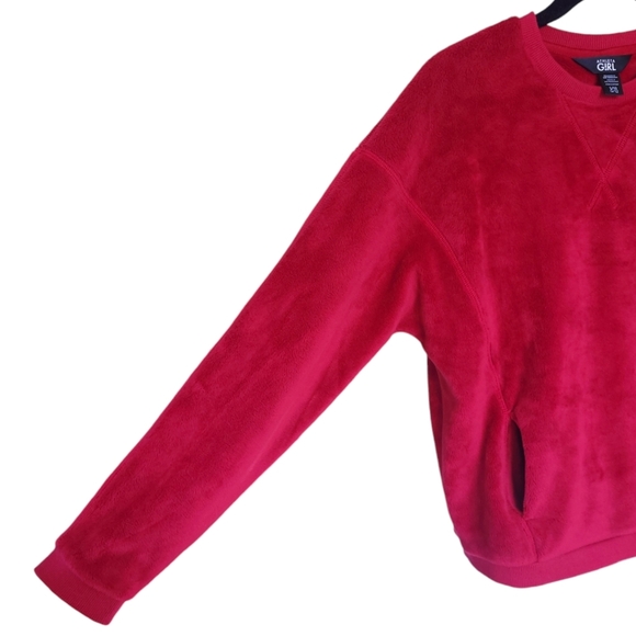 ATHLETA GIRL Girls Sz L 12 Feelin Great 2.0 Velvet Sweatshirt Red NWT - Picture 7 of 15